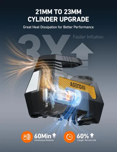 Miniatura 5 de AstroAI - Inflador de neumáticos - Compresor de aire portátil para neumáticos de auto - Bomba automática de 12 V CC con manómetro digital, 100 PSI