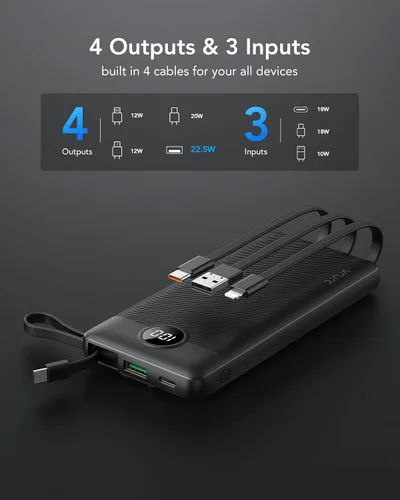 Miniatura 6 de VRURC Cargador Portátil, Banco de Energía Delgado de 22.5W Carga Rápida, Cargador de Teléfono Portátil USB C de 10000mAh, Paquete de Batería