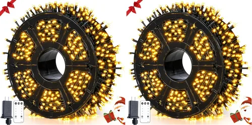Miniatura 32 de JMEXSUSS 250 luces LED rojas, blancas y azules para decoraciones del 4 de julio, luces patrióticas conectables de 91.5 pies para exteriores