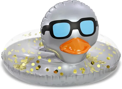 Miniatura 15 de POZA Flotador inflable de pato para piscina: vinilo resistente a los rayos UV, confeti de pato para piscina, flotador de piscina de animales, anillo