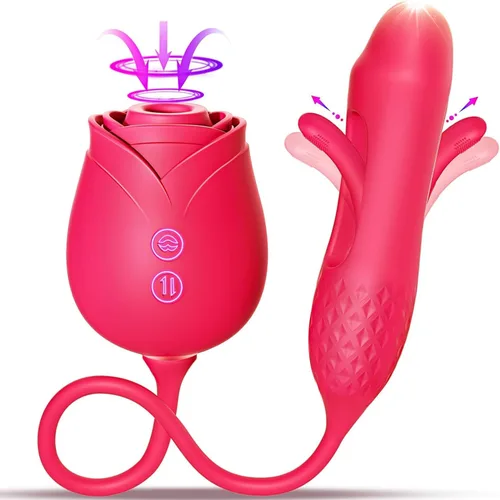 Miniatura 13 de Consolador vibrador juguetes sexuales para mujeres, juguete sexual MOOLIGIRL Rose con vibradores de punto G de empuje y 10 modos de succión
