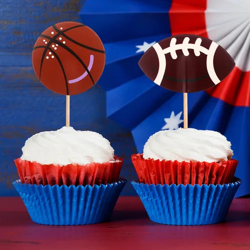Miniatura 5 de BLUE TOP 48 piezas Toppers de Cupcakes de Pelotas Deportivas de Dos Lados Temática Deportiva Picks de Cupcakes Decoración de Fiesta Fútbol Béisbol