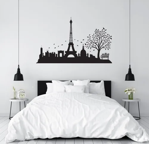 Miniatura 2 de Calcomanía de pared de la ciudad de París y la Torre Eiffel, diseño de horizonte de París, calcomanía de pared de la Torre Eiffel de París
