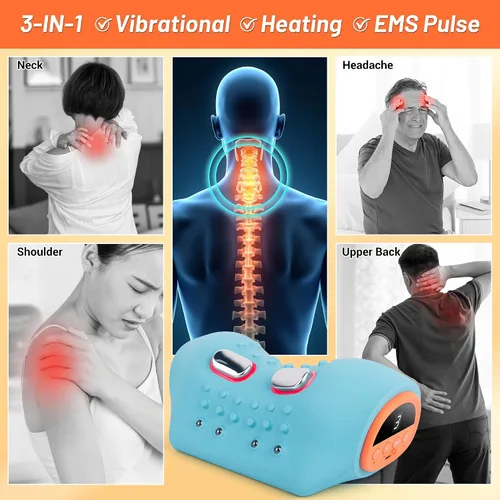 Miniatura 4 de Masajeador de cuello 2026, masajeador de cuello y hombros 3 en 1 con estiramiento multidireccional, calefacción, vibración, dispositivo de tracción