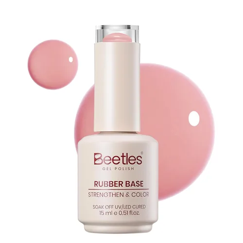 Miniatura 8 de Beetles - Esmalte de uñas en gel base rosa, 1 unidad, 0.5 onzas líquidas: color rosa desnudo 5 en 1, esmalte pastel constructor, punta francesa