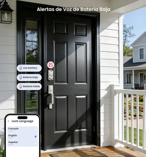 Miniatura 14 de Veise VE017 Cerradura inteligente de puerta con huella digital, control de aplicación, entrada sin llave 8 en 1, bloqueo automático, puerto