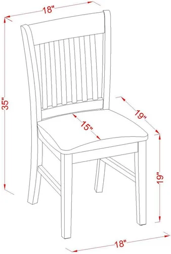 Miniatura 11 de East West Furniture ANNO3-BCH-W Juego de mesa y sillas de cocina de 3 piezas contiene una mesa de comedor redonda con pedestal y 2 sillas de asiento