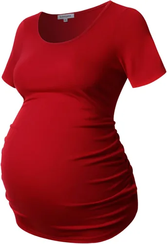 Miniatura 89 de GINKANA Blusas de maternidad de manga corta, diseño floral, fruncido, casual, para mamá, para embarazo