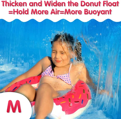 Miniatura 5 de DMAR Flotador de piscina con forma de dona, tubo y anillo para playa y piscina Rosa fresa de 30.0 in