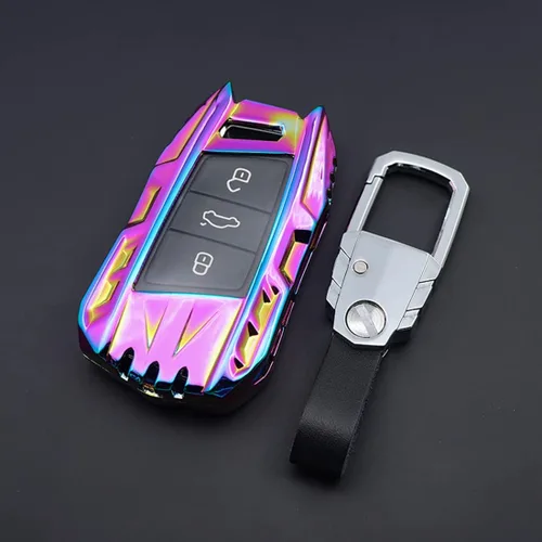 Miniatura 4 de Aleación de zinc Smart Car Key Fob Case Cover Holder para Volkswagen VW Passat Tiguan Atlas Golf Alltrack con llavero