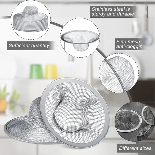 Miniatura 3 de 12 coladores de acero inoxidable para fregadero de 4.5/2.75/2.25 pulgadas para drenaje de fregadero, cocina, baño, bañera, pantalla de drenaje