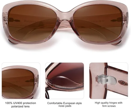 Miniatura 3 de SOJOS Gafas de sol cuadradas vintage para mujer, polarizadas, protección UV, marco Havana SJ2111