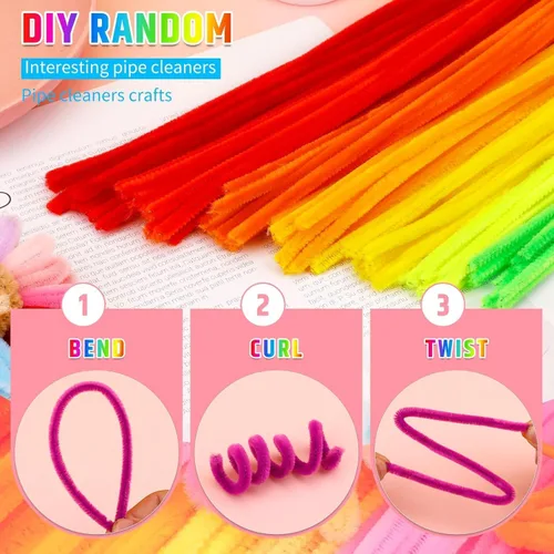 Miniatura 4 de Giwrmu 200 piezas 20 colores Limpiapipas para Manualidades, Limpiapipas Tallo de Chenilla, Palitos Difusos Suministros para Manualidades