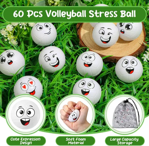 Miniatura 2 de Shappy 24 mini pelotas de voleibol para el estrés, pelotas deportivas de espuma, para apretar la ansiedad con emoción, juguetes de voleibol de 1.57
