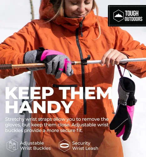 Miniatura 4 de Guantes de nieve y esquí para mujer, resistentes al agua y al viento, guantes de snowboard para esquí y snowboard, con carcasa de nailon