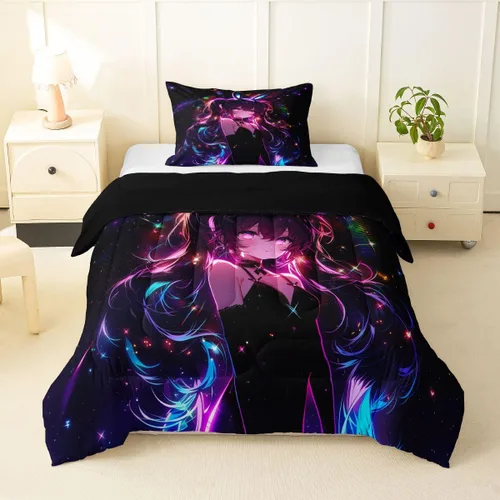 Miniatura 23 de Erosebridal Edredón de sirena azul para niñas, ropa de cama de unicornio lindo de 3 piezas para niños, juegos de ropa de cama y colecciones