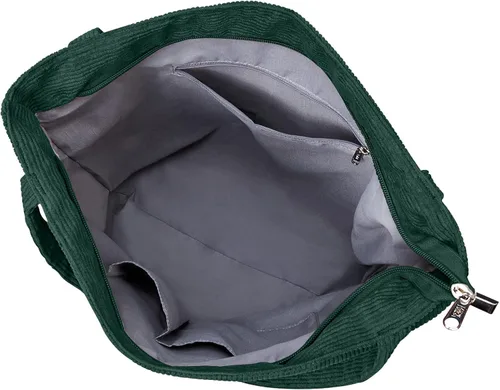 Miniatura 5 de KALIDI - Bolsa de pana para mujer, con cremallera, casual, de gran capacidad, con bolsillos