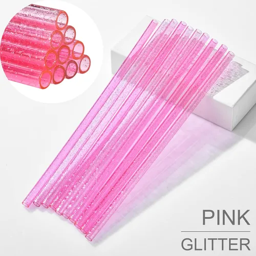 Miniatura 5 de ALINK Sorbetes reutilizables de glitter rosa para vaso Stanley de 40 oz y 30 oz, sorbetes de plástico duro de 12 pulgadas para vaso Stanley, Owala