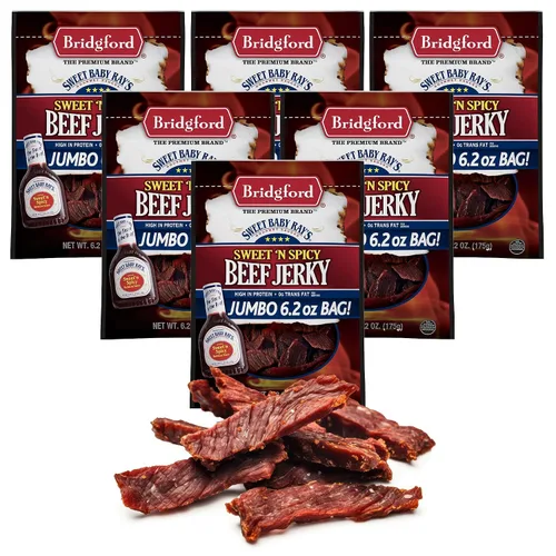 Miniatura 9 de Bridgford Sweet Baby Ray's Beef Jerky Sweet N Spicy - Paquete de 2 unidades de 6.2 onzas, cecina de res picante endulzada con alto contenido