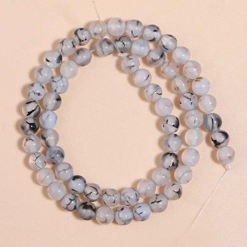 Miniatura 10 de Cuentas redondas sueltas de tigre de lapislázuli natural de 0.315 pulgadas (0.315 in), piedra curativa para hacer joyas, manualidades, pulseras