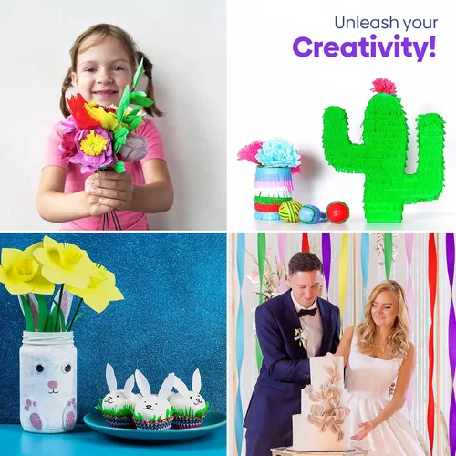 Miniatura 8 de 12 rollos de serpentinas de arcoíris únicos, paquete de 12 rollos de papel crepé arcoíris únicos de 984 pies para decoraciones de fiestas, Multicolor