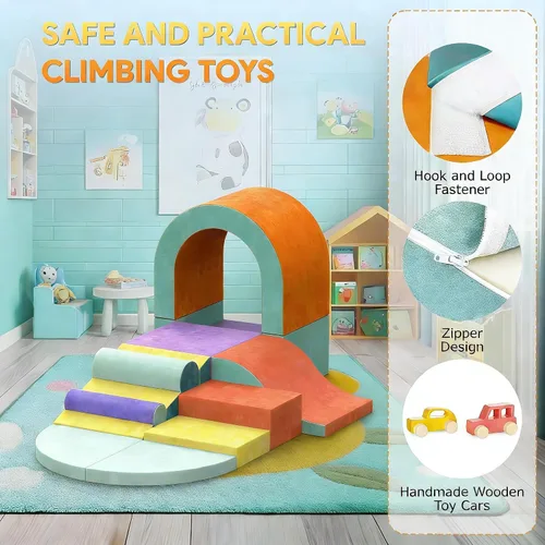 Miniatura 5 de Bloques de escalada de espuma para niños pequeños, 12 piezas de juguetes coloridos de escalada para niños pequeños, juego suave con coche