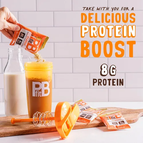 Miniatura 4 de PBfit Paquetes de Polvo de Mantequilla de Maní Clásico, Crema de Maní en Polvo de Maní Real Asado y Prensado, 8g de proteína 8% DV por paquete, 0.56