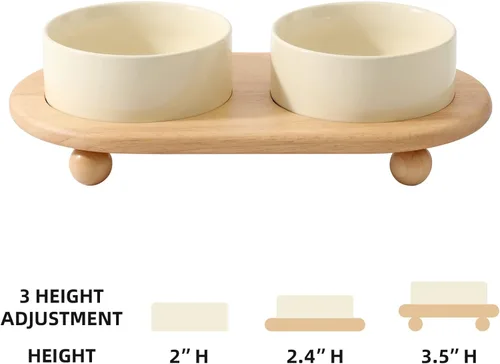 Miniatura 2 de Havniva - Cuenco de cerámica elevado para comida y agua de gatos, cuenco para gatitos, plato elevado para gatos, alimentador para mascotas