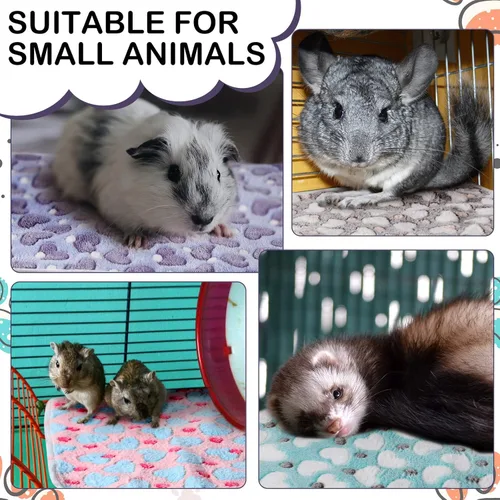 Miniatura 5 de Reginary 4 mantas impermeables de conejillo de indias, lavables, de forro polar para animales pequeños, absorbentes, para jaula de conejillo
