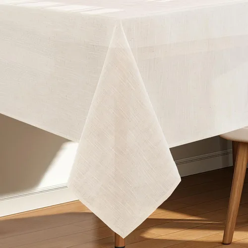 Miniatura 8 de Mantel rectangular texturizado natural 100% poliéster, mantel ligero slubby de 60 x 84 pulgadas, mantel de arpillera resistente al agua y a
