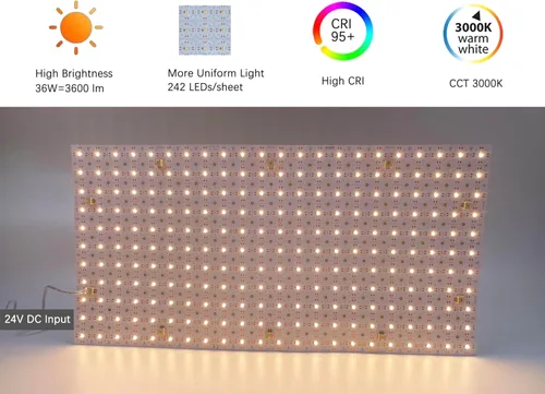Miniatura 2 de Paquete de 4 hojas de retroiluminación LED de 24 V, 36 W, 3000 K, blanco cálido, 19.3 x 9.6 pulgadas cada unidad, panel LED flexible regulable