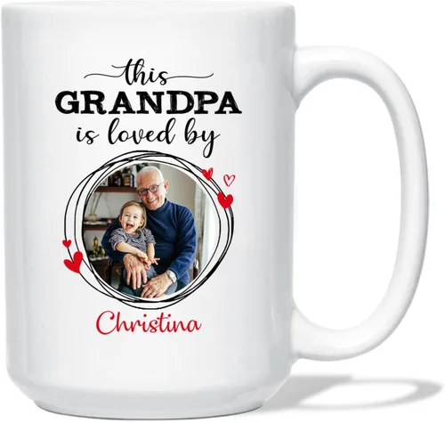 Miniatura 10 de Taza de café con texto en inglés "Best Grandpa Ever", regalo para el día del padre, taza de café personalizada para abuelo, tazas blancas de 11 Taza