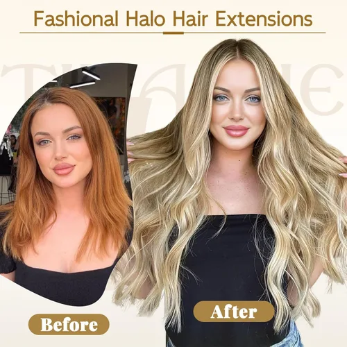 Miniatura 5 de Tinashe Extensiones de cabello humano real con alambre, lacio, 12 pulgadas, 2.47 onzas, rubio claro, con reflejos rubio dorado, extensiones
