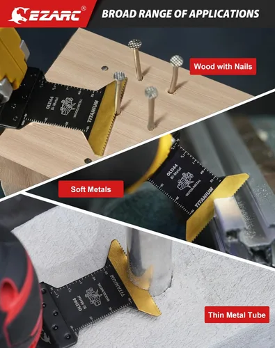 Miniatura 7 de EZARC Hojas de sierra oscilante de titanio, cuchillas multiherramienta oscilantes para metal, clavos de madera, corte de tornillos, plástico