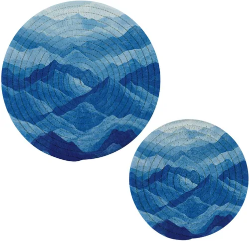 Miniatura 50 de Salvamanteles para platos calientes, ollas y sartenes, 2 soportes para ollas, resistentes al calor, de algodón, redondos, para encimera de cocina