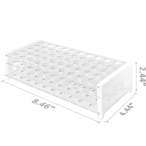 Miniatura 3 de Karter Scientific Gradilla para tubos de ensayo de plástico, 15/18 mm, 50 tubos, transparente, desmontable, poliestireno