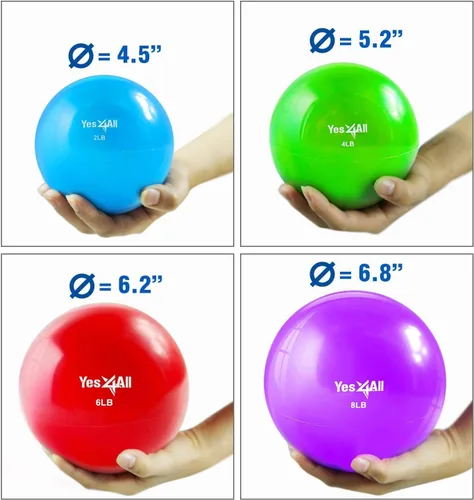 Miniatura 2 de Yes4All - Bolas de tonificación con peso para ejercicio, bolas medicinales suaves para ejercicio, pilates, yoga, equilibrio, flexibilidad, 2-10 K.