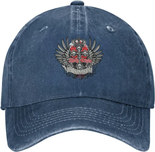 Miniatura 2 de Cowboy Hat Trendy Hats for Man and Women Djustable Four Season Outdoor Baseball Cap of Hell Skull with Angel Navy Blue