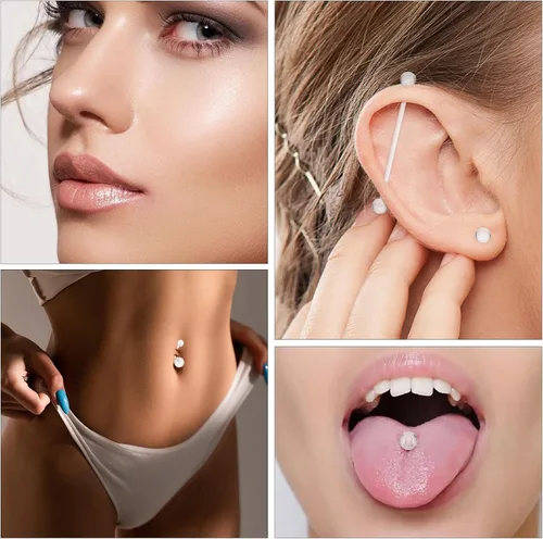 Miniatura 4 de Lusofie Paquete de 48 retenedores de perforación transparentes, retenedores de plástico flexible sin BPA para labio/nariz, ceja/ombligo, seguro