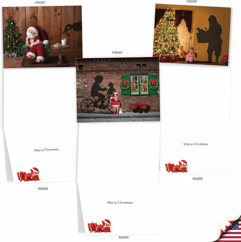 Miniatura 3 de The Best Card Company - 10 tarjetas navideñas de Santa con sobres - Juego surtido en caja, tarjetas navideñas para niños (4 x 5.12 pulgadas)