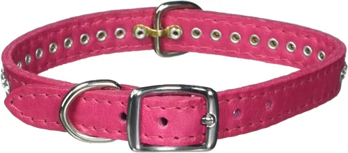 Miniatura 21 de Collar de perro de cuero y cristales de OmniPet Signature, cuero de grano de violeta africana de avestruz, se ajusta a un tamaño de cuello de 6"-8