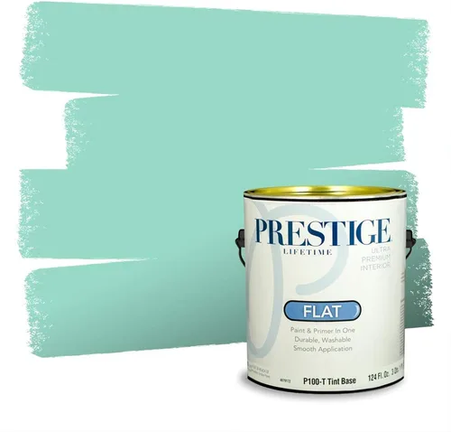 Miniatura 129 de Prestige Paints - Pintura exterior e imprimación en uno, 1 galón, plano, compatibilidad comparable con el color menta «Whipped Mint» de Behr