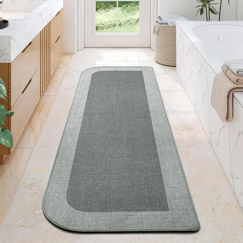 Miniatura 34 de YDKGL Alfombra de baño de medio círculo, alfombras de baño finas para debajo de la puerta, de secado rápido, antideslizante, lavable, con respaldo