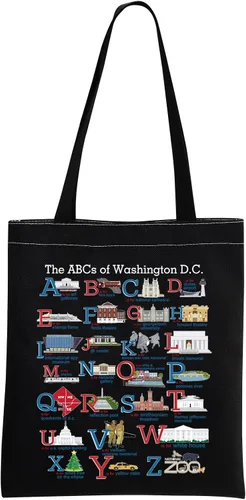 Miniatura 8 de MNIGIU Washington DC Alphabets Tote Bag Washington DC Souvenir Gift Washington DC Welcome Bag