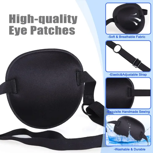Miniatura 4 de 2 parches oculares para adultos, hombres y niños, parche médico ajustable para ojo derecho/izquierdo, parches perezosos para ambliopía