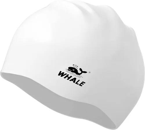 Miniatura 9 de WHALE Gorro de natación extra grande para mujeres y hombres, gorro de natación de silicona duradera con protección para los oídos, gorros de baño