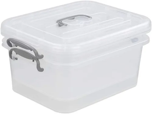 Miniatura 7 de Paquete de 2 contenedores de almacenamiento con tapa, juego de caja de plástico de 8 litros