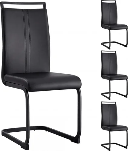 Miniatura 37 de Juego de 2 sillas de comedor modernas con esponja de alta densidad tapizada y patas de metal, sillas para comedor, sillas de comedor de piel