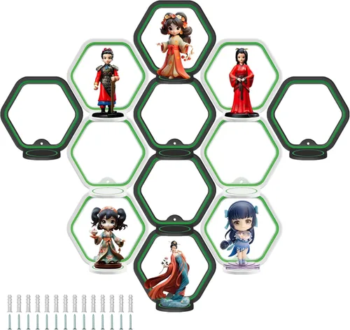Miniatura 9 de LRANFOW 12 juegos de estantes de exhibición para Funko Pop o otras figuras Pop, montado en la pared con luz nocturna