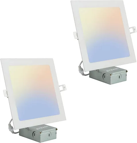 Miniatura 11 de Paquete de 4 luces LED empotrables cuadradas de 8 pulgadas regulables con caja de conexiones, 3CCT 3000K-4000K-6000K seleccionables, 1600LM CRI 90+